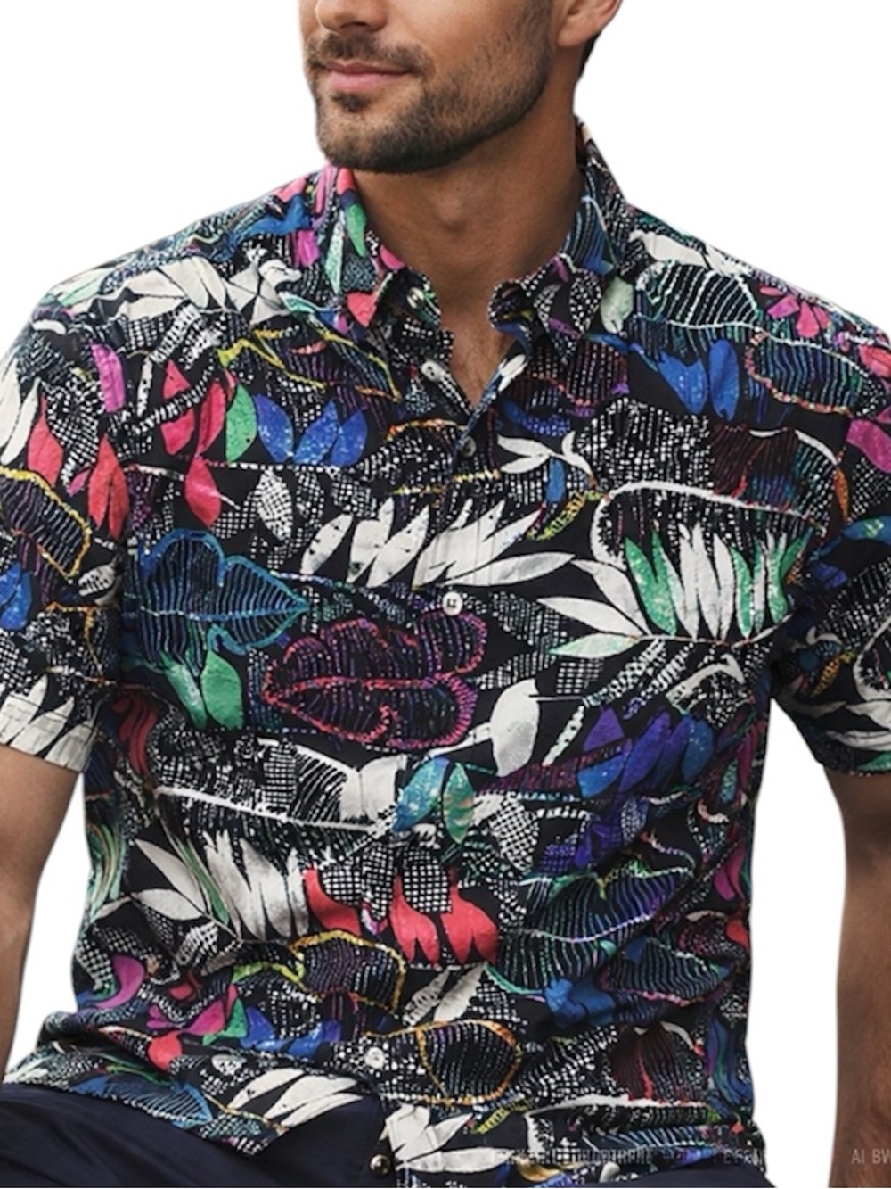Robert Graham Graphic Shirt Bold Luxury Print Festival Resort Mens L